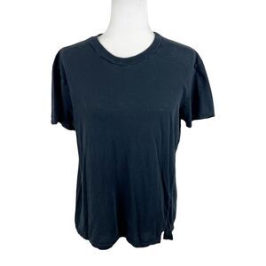 Bassike Shirt Women Medium Black Crew Relaxed Organic Cotton Short Sleeve Tee